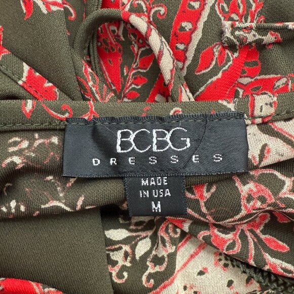 Vintage BCBG Paisley Open Back Mini Dress Women's Medium Green Red Y2K Party - Picture 9 of 11
